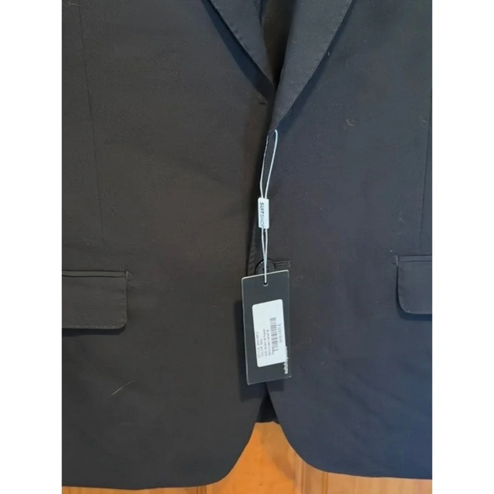 SuitShop Men Black Modern Fit Single Breasted Suit Jacket Blazer Notch Lapel NEW